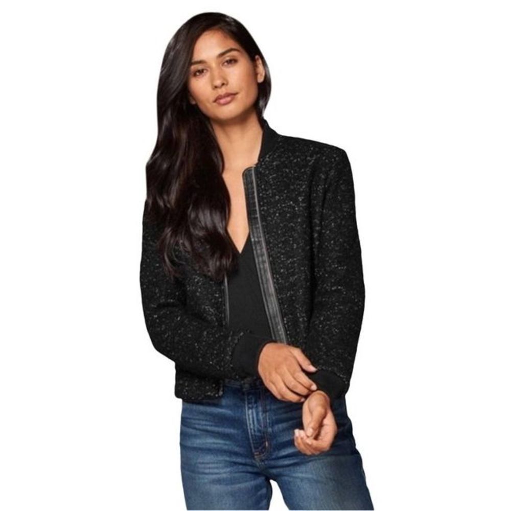 Abercrombie black speckled bomber jacket wool blend size S